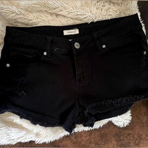 Black low rose Jean shorts